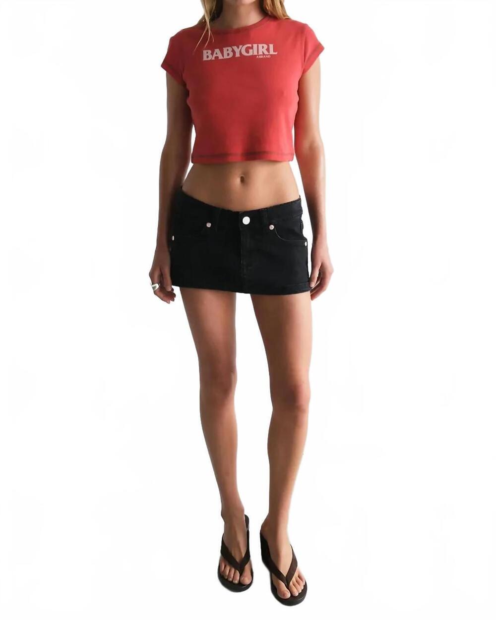 NEW ABRAND JEANS babygirl rib cropped tee in red